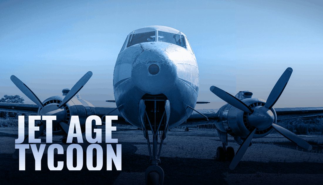 Jet Age Tycoon key art — propeller airliner